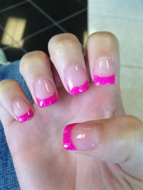 hot pink french tip nails|french manicure with pink base.